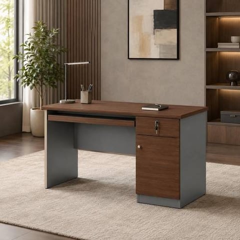 Novara 120 cm Dark Brown Office Desk with Storage