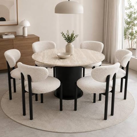 Luxury Round Dining Table Set with 6 Chairs