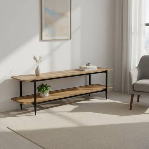 Two-Tier Rattan TV Console Table 180 cm