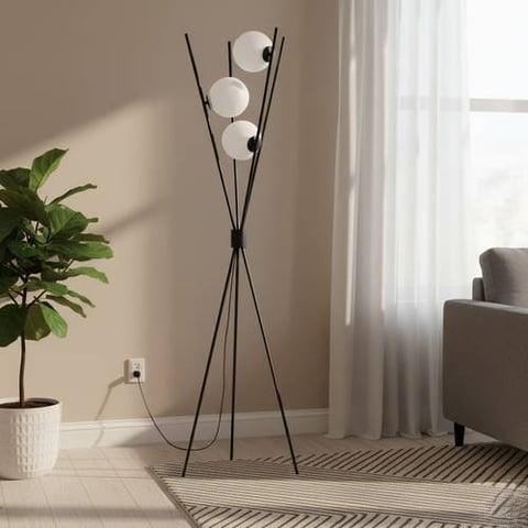 Crossed Poles Triple Globe Floor Lamp