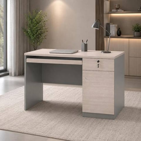 Lucera 120 cm Office Desk with Lockable Drawer and Side Cabinet