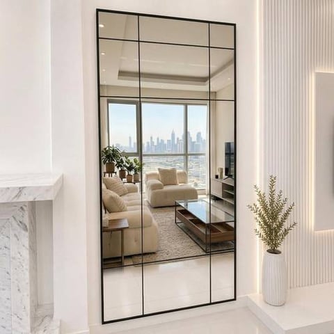 Luxury Rectangular Black Grid Mirror