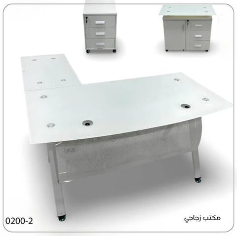 مكتب إداري بزجاج أبيض عصري