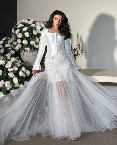 فستان سهرة تل ناعم ارف وايت 