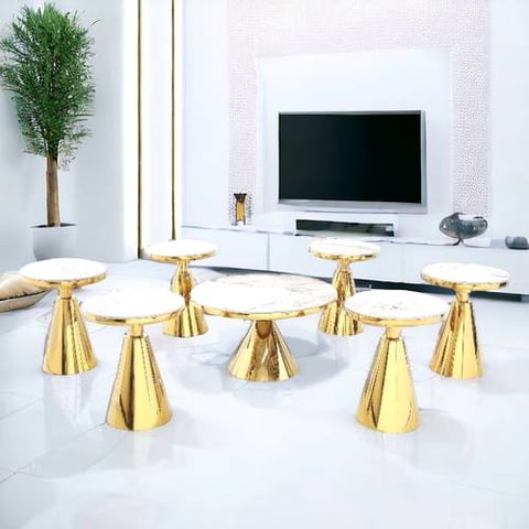 طقم طاولات شاي ستيل سيراميك -7قطع