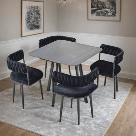 طاولة طعام سيراميك 4 كراسي مقاس 74×80×80 سم