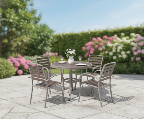طقم طاولة دائرية مع 4 كراسي بتصميم شرائح مريح