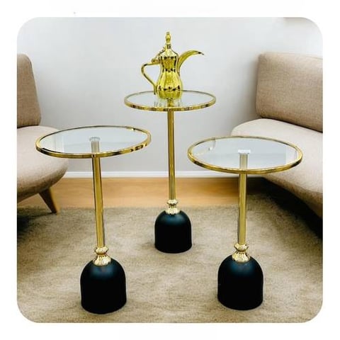طقم طاولات خدمة زجاج 3 قطع