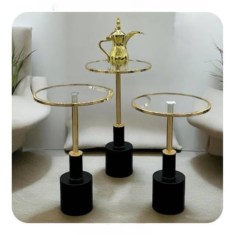 طقم طاولات خدمة زجاج 3 قطع