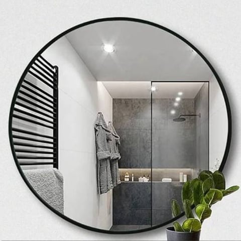 مرايا حائط اطار اسود المنيوم مقاس 80*80 سم