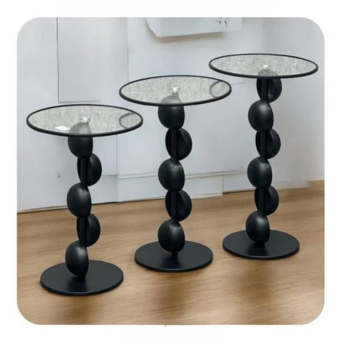طقم طاولات خدمة زجاج 3 قطع