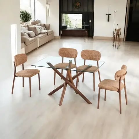 طاولة طعام زجاج 4 كرسي قماش