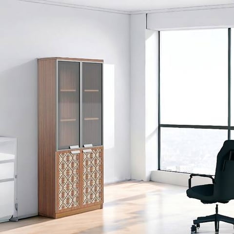  دولاب مكتبى خشبى بنى  40×80×200سم