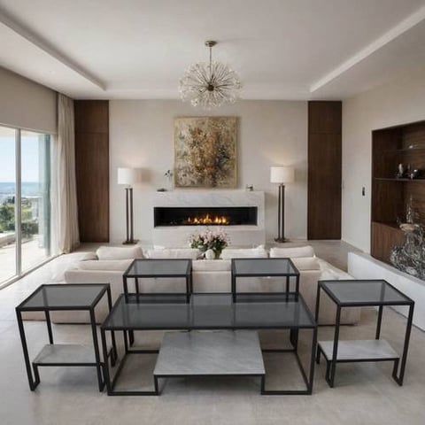 طقم طاولات شاي زجاج 5 قطع