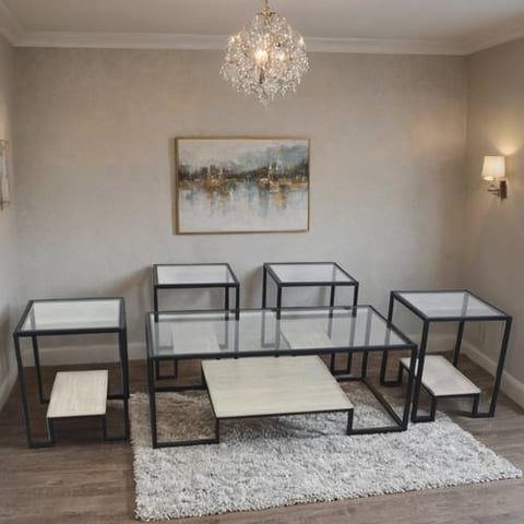 طقم طاولات شاي زجاج 5 قطع