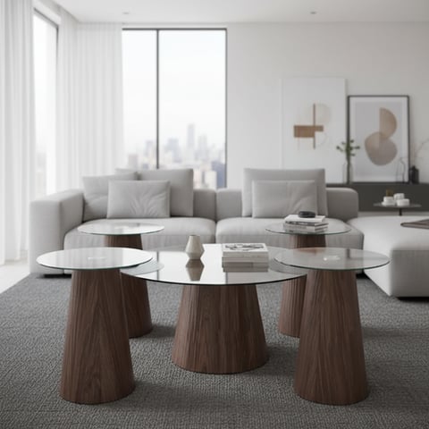 طقم طاولات زجاج 5 قطع