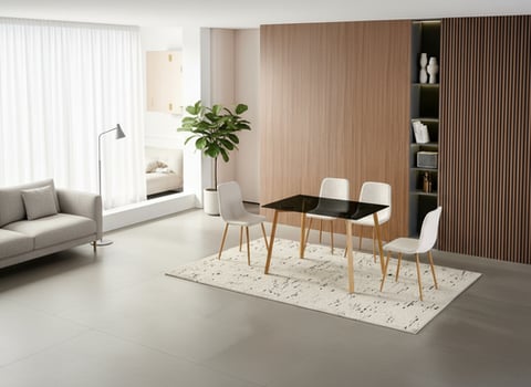 طاولة طعام 4 كرسي زجاج مضلل بتصميم جميل