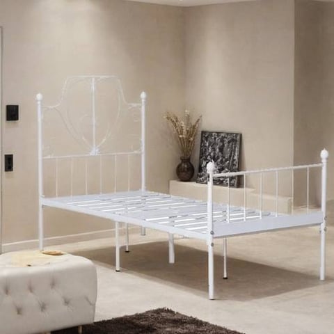  هيكل سرير حديد مودرن أبيض 190X90سم