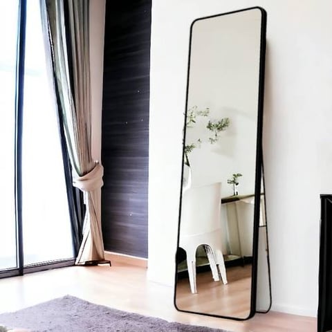 مرآة أرضية اطار اسود معدن50×170 سم