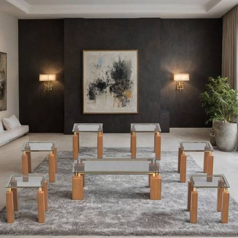طقم طاولات شاي زجاج 7 قطع