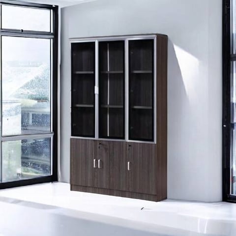   دولاب مكتبى خشبى رمادي 32×120×200سم