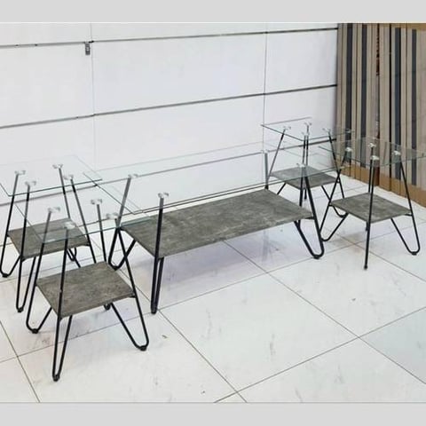 طاولات خدمة سطح زجاج 5 قطع