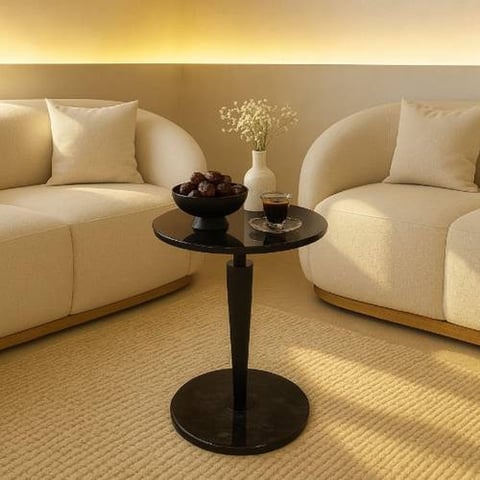 طاولة خدمة مفردة زجاج قاعدة رخام مقاس 33*56 سم
