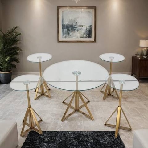 طقم طاولات شاي زجاج 5قطع