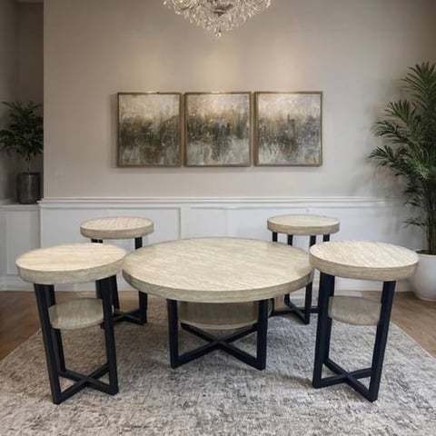 طقم طاولات شاي خشب 5 قطع