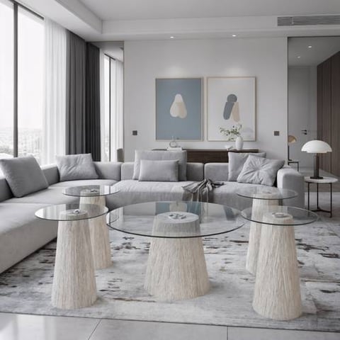 طقم طاولات زجاج 5 قطع