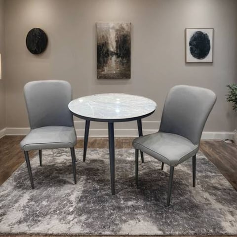 طاولة طعام سيراميك مع 2 كراسي مقاس 75*08*80 سم