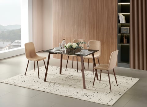 طاولة طعام 4 كرسي زجاج مضلل بتصميم جميل
