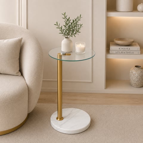 طاولة خدمة مفرد لون ذهبي
