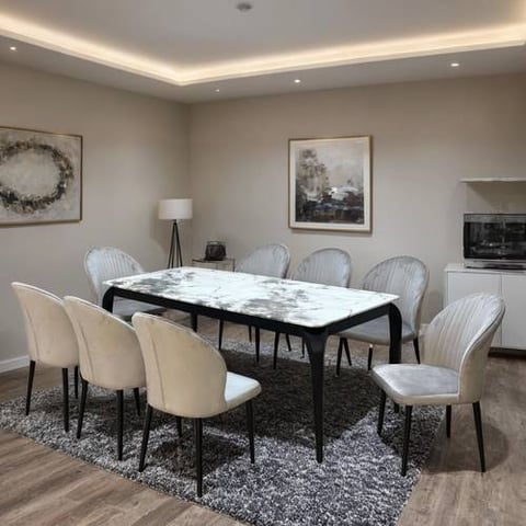 طاولة طعام رخام 8 كراسي مقاس 75*90*180 سم