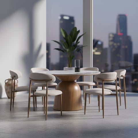 طاولة طعام سيراميك 6 كراسي وايت