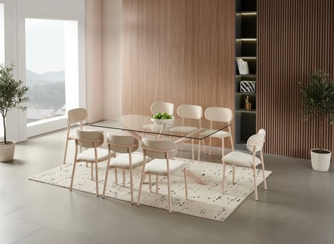 طاولات طعام مستطيل 8كراسي بتصميم عصري