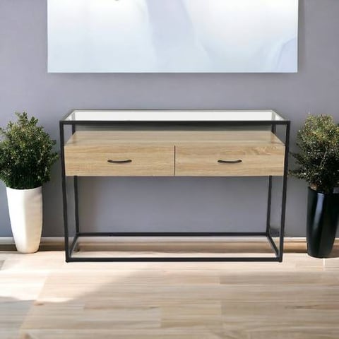 مدخل استقبال خشب مع زجاج 80x120x40سم