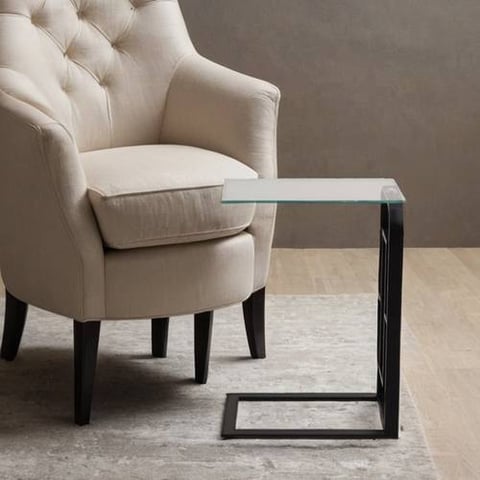 طاولة خدمة مفرد زجاج لون اسود مقاس51*37 سم