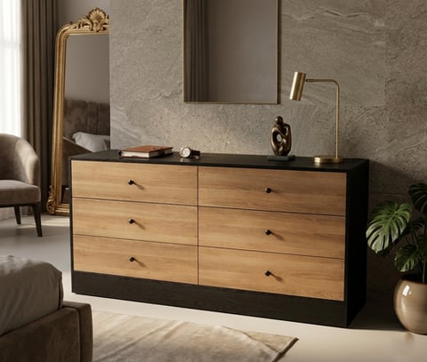 خزانة خشب 6 ادراج مقاس 160*48*80سم