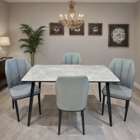 طاولة طعام سيراميك 4 كراسي مقاس 75*80*130 سم