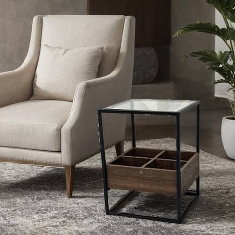 طاولة خدمة مفردة سطح زجاج مقاس 45*40*40 سم