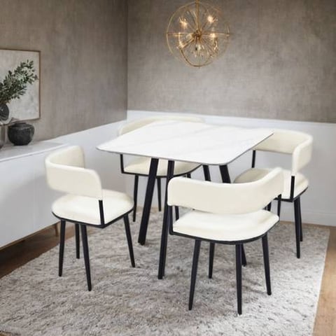 طاولة طعام سيراميك 4 كراسي مقاس 74×80×80 سم