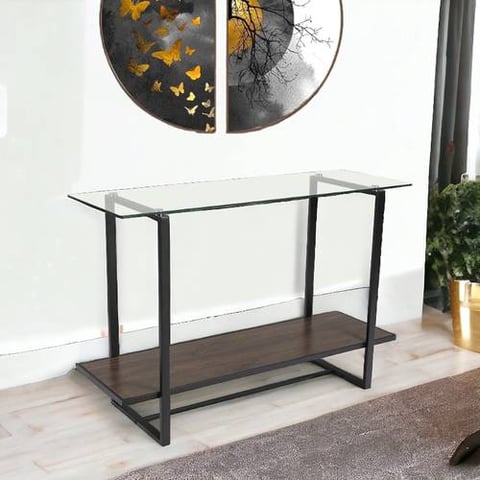 كونسول  استقبال زجاج خشب  76x120x40سم