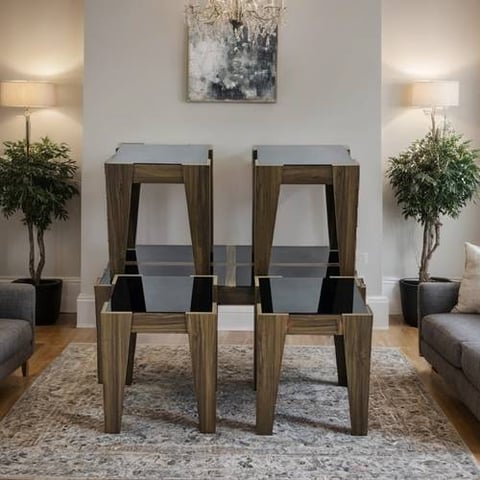 طقم طاولات شاي زجاج 5 قطع