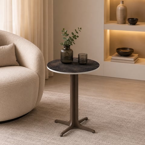 طاولة خدمة سيراميك دائري 45*45سم بني