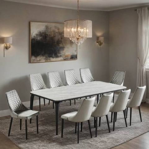 طاولة طعام بديل ارخام 10 كراسي مقاس 100*220 سم
