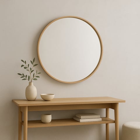 مرايا بإطار خشبي دائري 70*70
