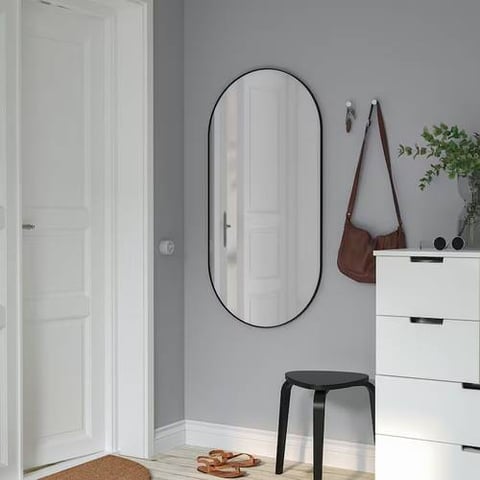  مرايا حائط دائريه اطار اسود   معدن120×60سم