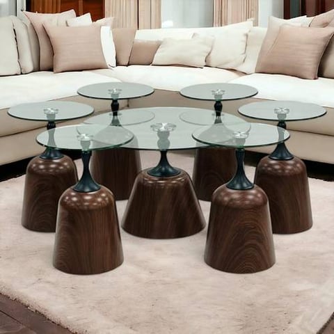 طقم طاولات زجاج 7 قطع 