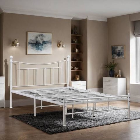 هيكل سرير حديد أبيض مودرن مقاس 200X140سم